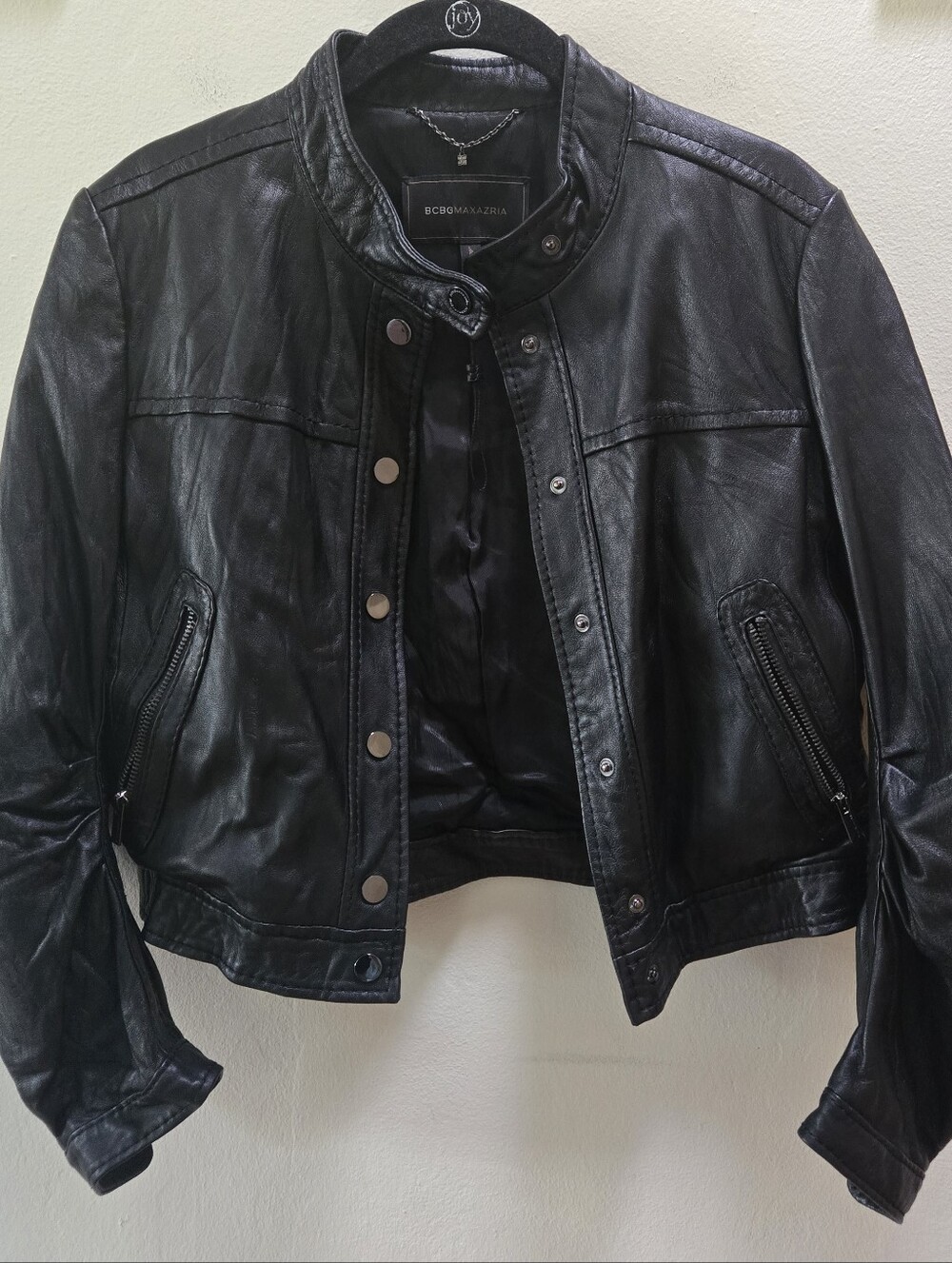 BCBGMaxazria Cropped Leather Jacket